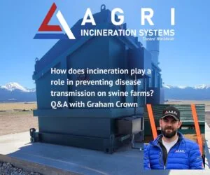How does incineration play a role in preventing disease transmission on swine farms?